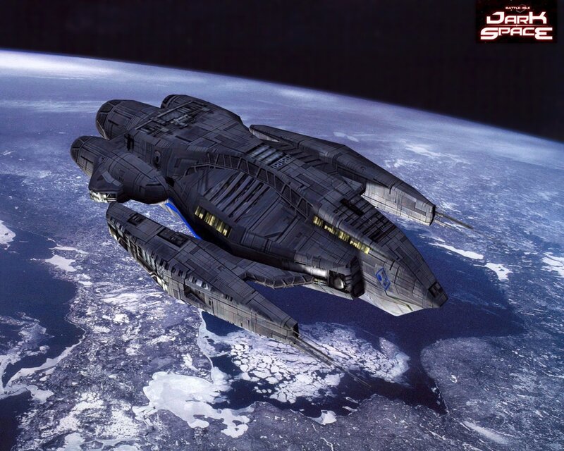 Spaceship Above Planet — Gray, Dramatic, Digital Art, Spacecraft
