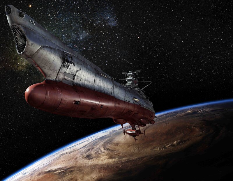 Spaceship Above Planet — Gray, Dramatic, Digital Art