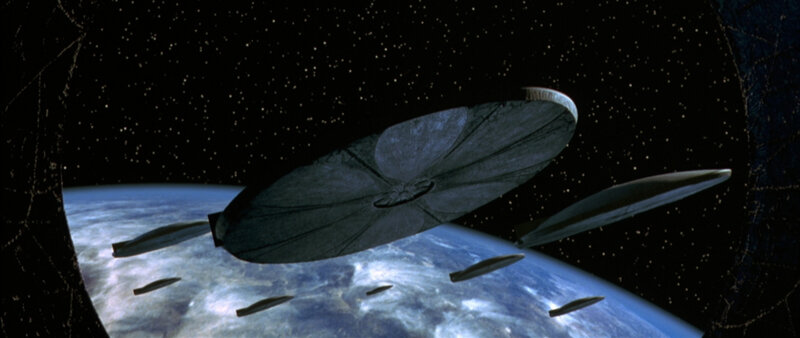 Spaceship Above Planet