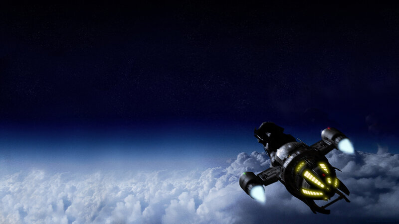 spaceship above the clouds