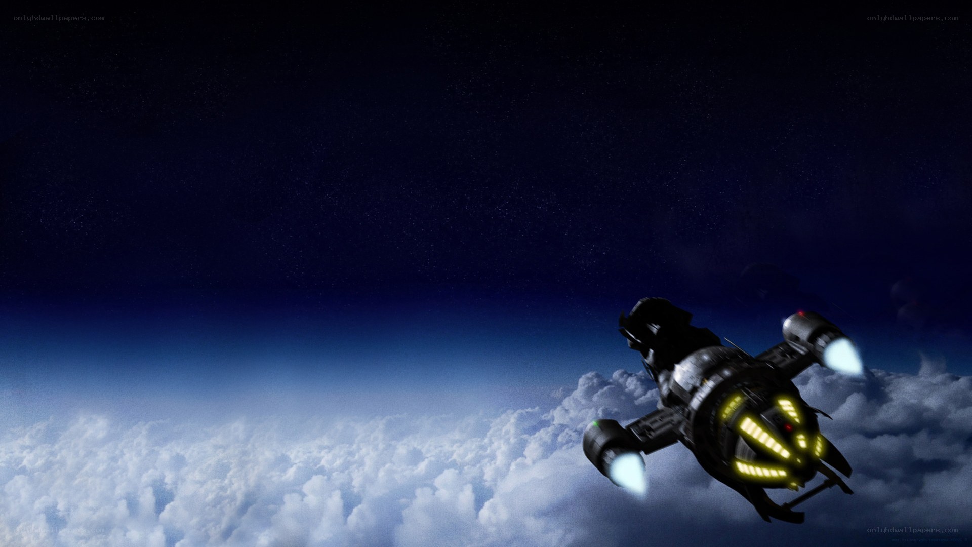 spaceship above the clouds