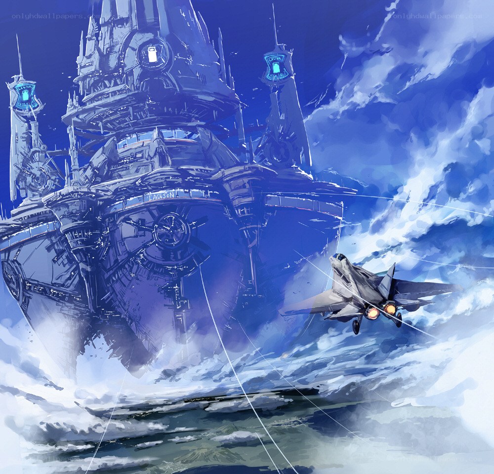 Spaceship and fighter jet