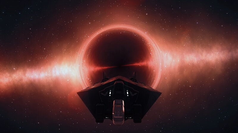 Spaceship Approaching Black Hole