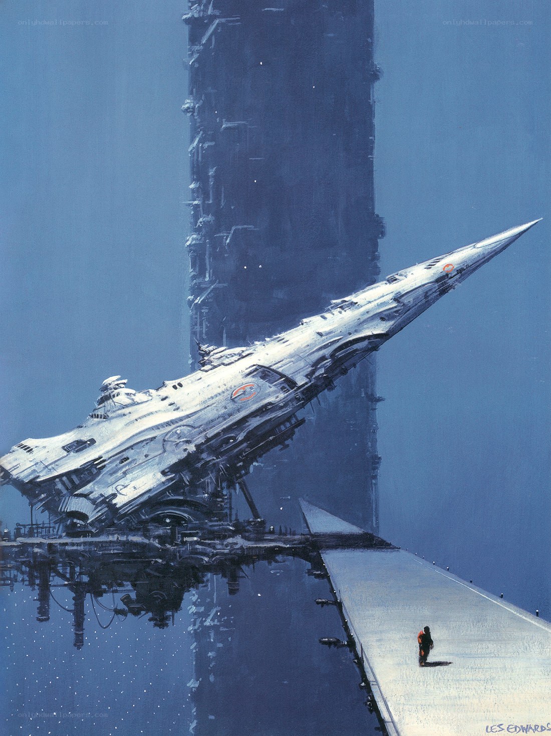 Spaceship at a space station