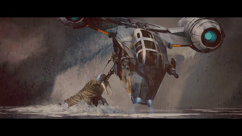 Spaceship Attacking Creature — Gray, Dramatic, Digital Art