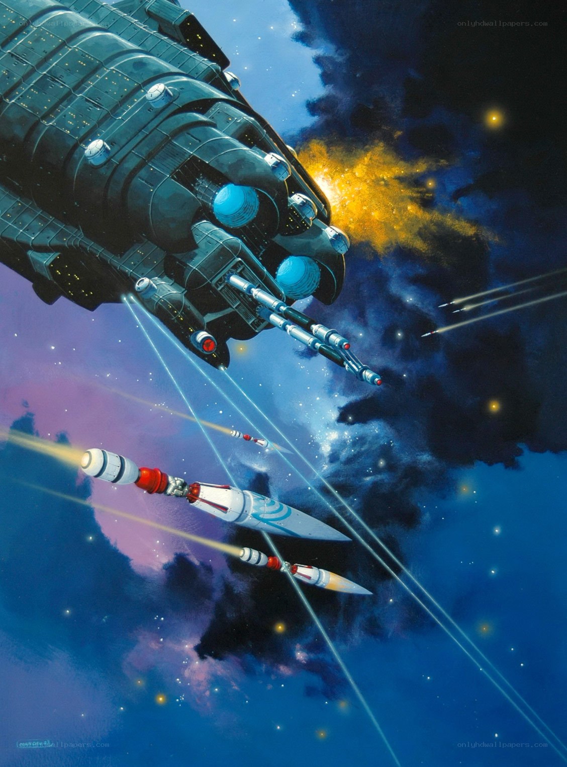 Spaceship battle in space