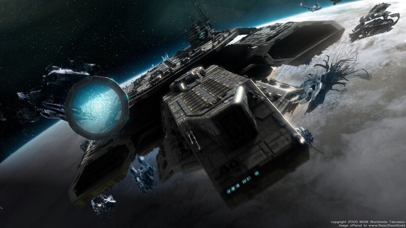 Spaceship Battle Scene — Gray