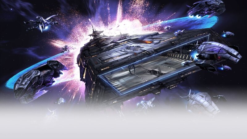 Spaceship Battle Scene — Purple, Dramatic