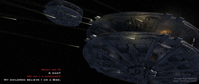 Spaceship battle scene