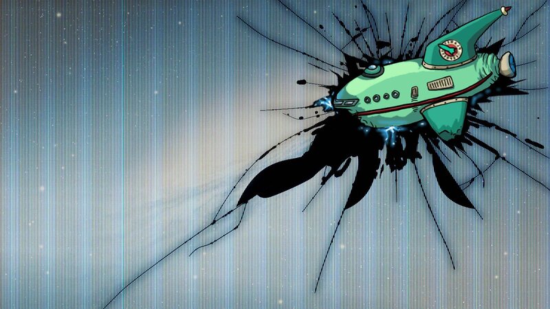 spaceship breaking through screen