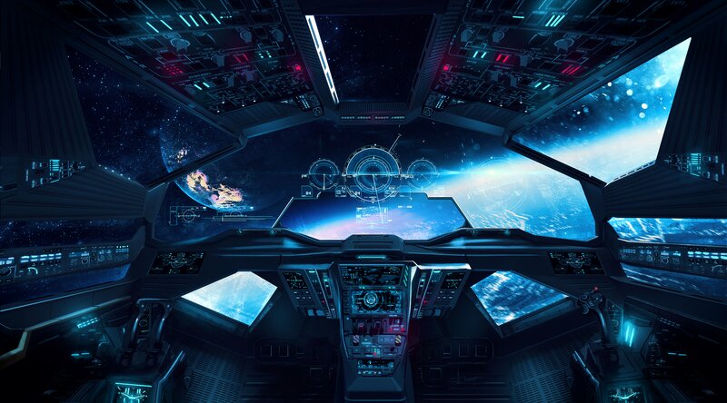 Spaceship Cockpit — Blue, Dramatic