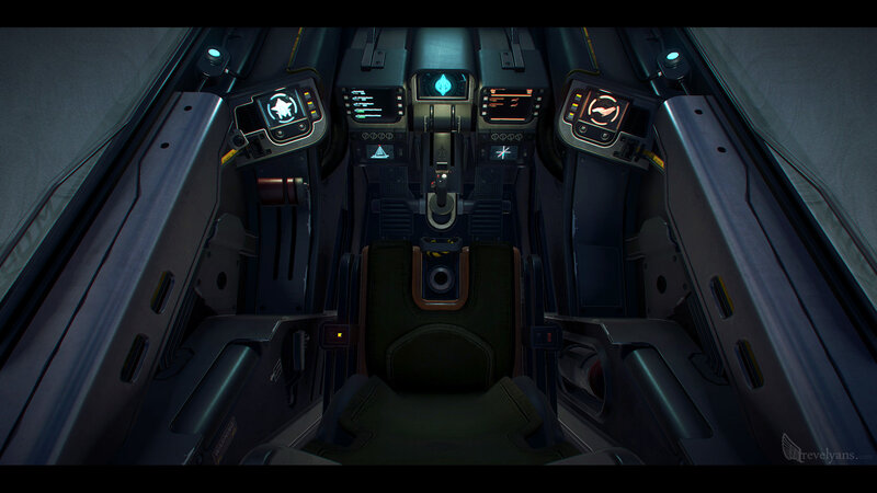 Spaceship Cockpit Interior — Black, Dark, Digital Art