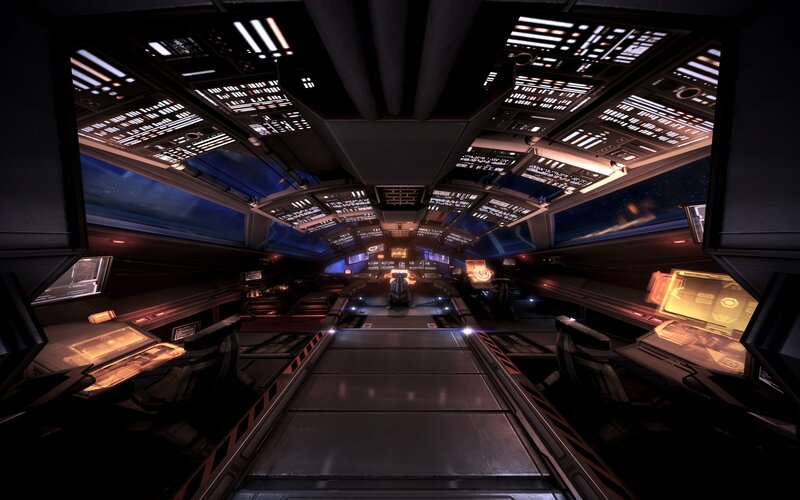 Spaceship Cockpit Interior — Black, Dark, Night