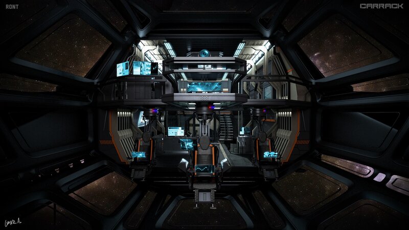 Spaceship Cockpit Interior — Black, Dark