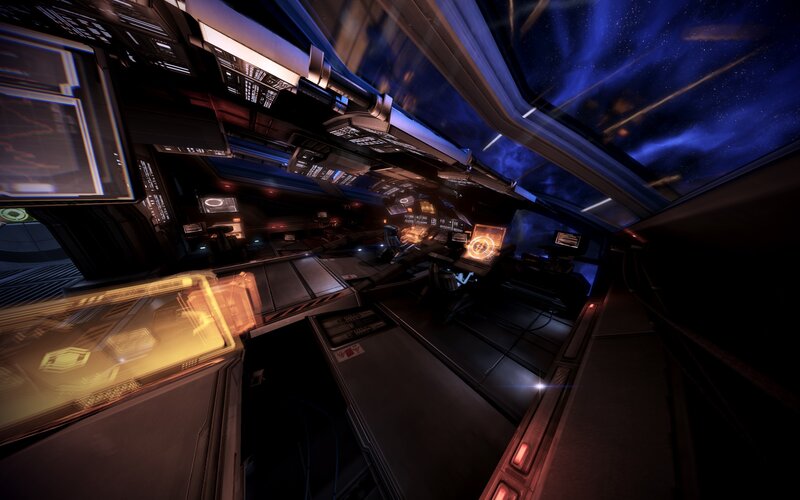 Spaceship Cockpit Interior — Blue, Dark, Futuristic