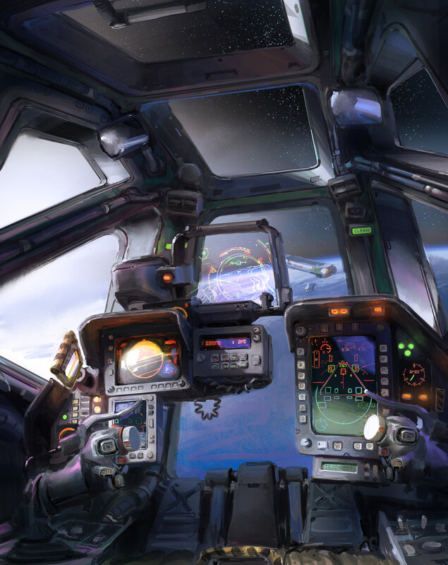 Spaceship Cockpit Interior — Blue