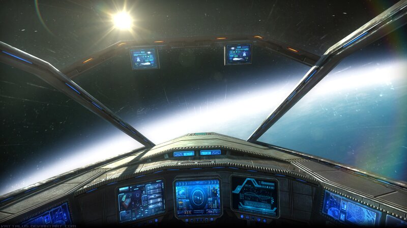 Spaceship Cockpit View — Blue