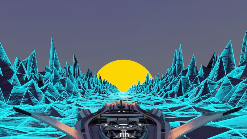Spaceship Cockpit View — Cyan