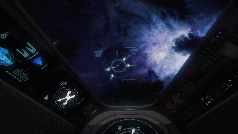 spaceship cockpit view of nebula