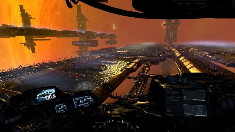 Spaceship Cockpit View — Orange, Dramatic