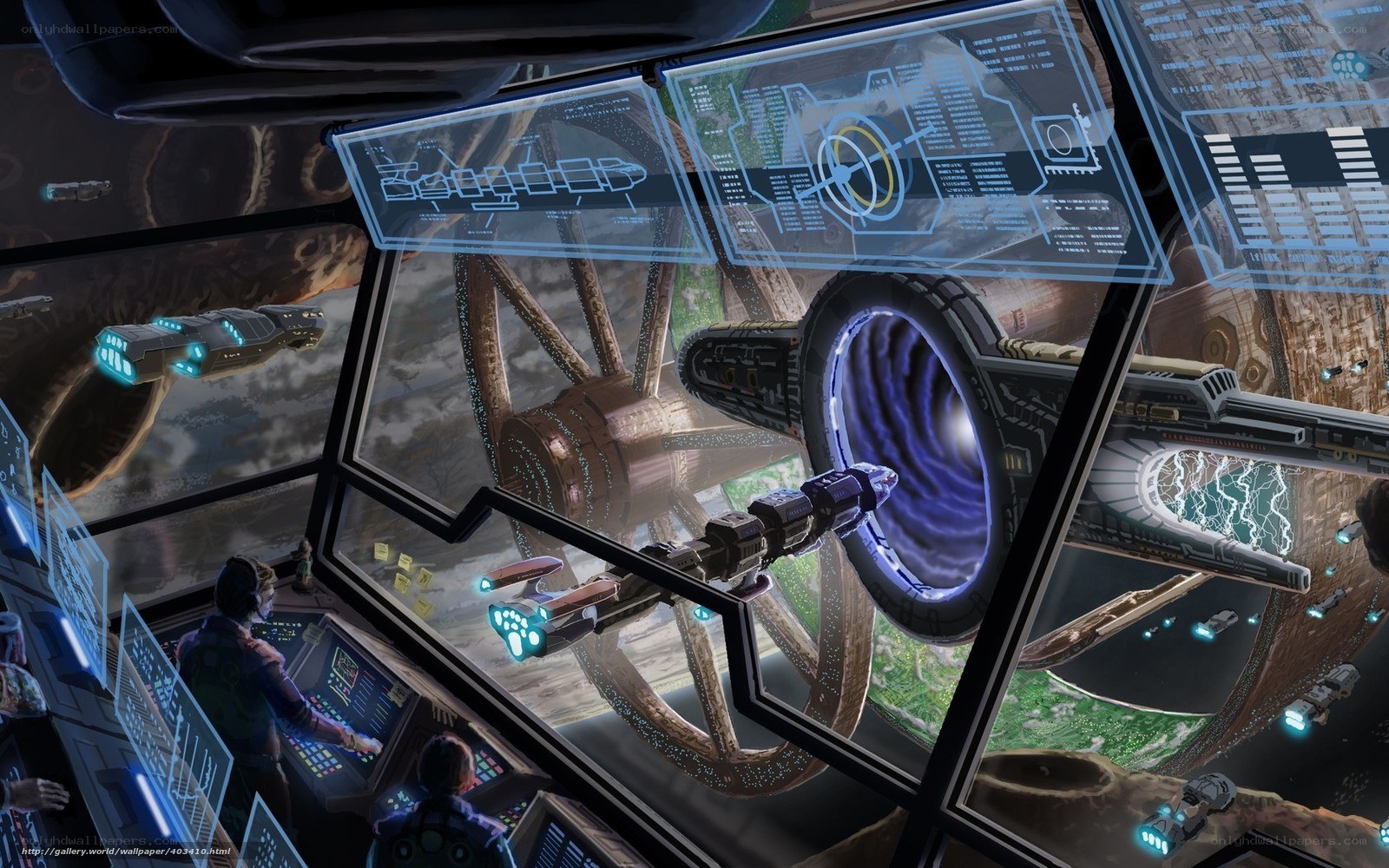 Spaceship cockpit view