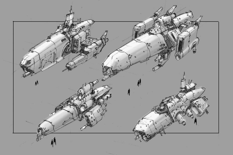 spaceship concept sketches