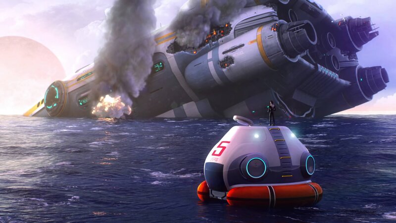 Spaceship Crash in Ocean