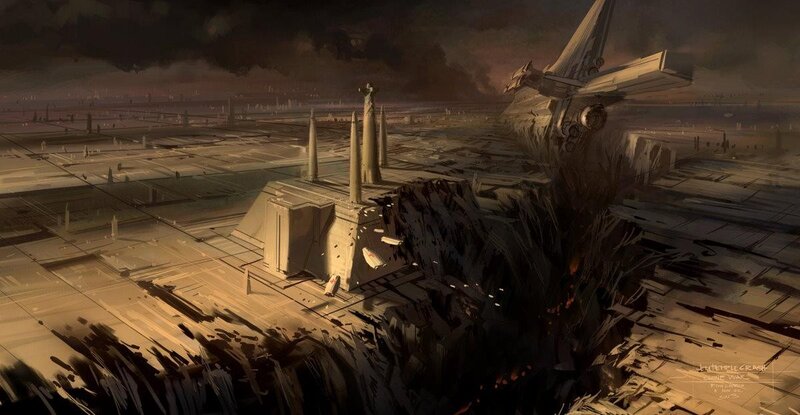 Spaceship crash on alien planet