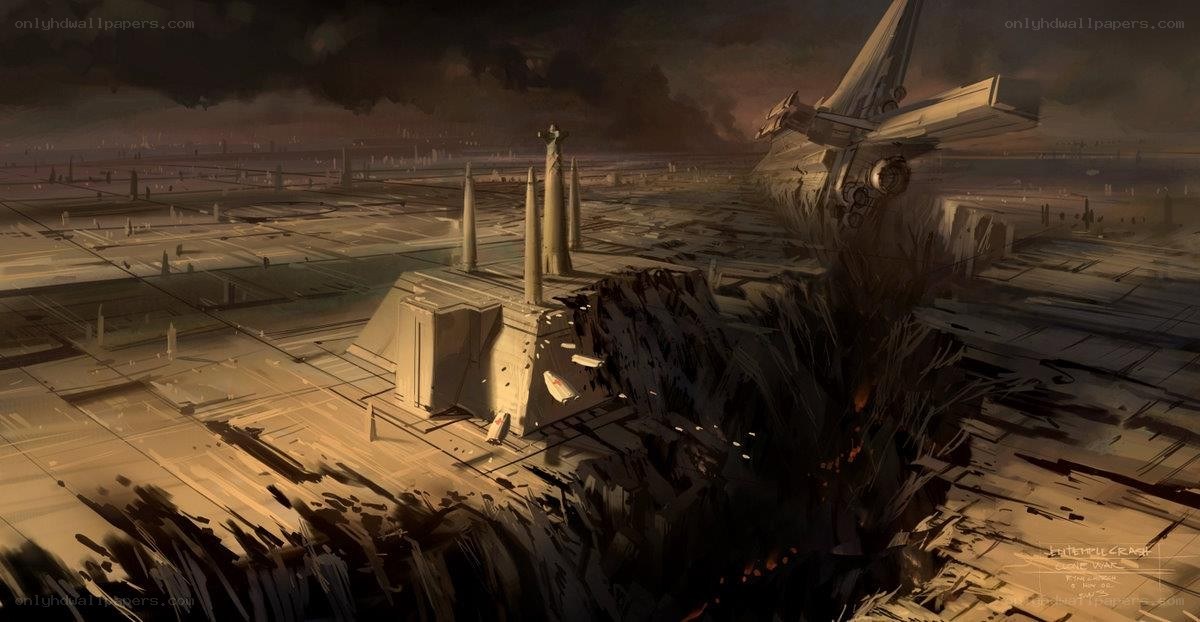 Spaceship crash on alien planet