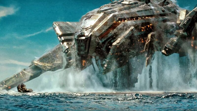 Spaceship Crashing into Ocean — Blue