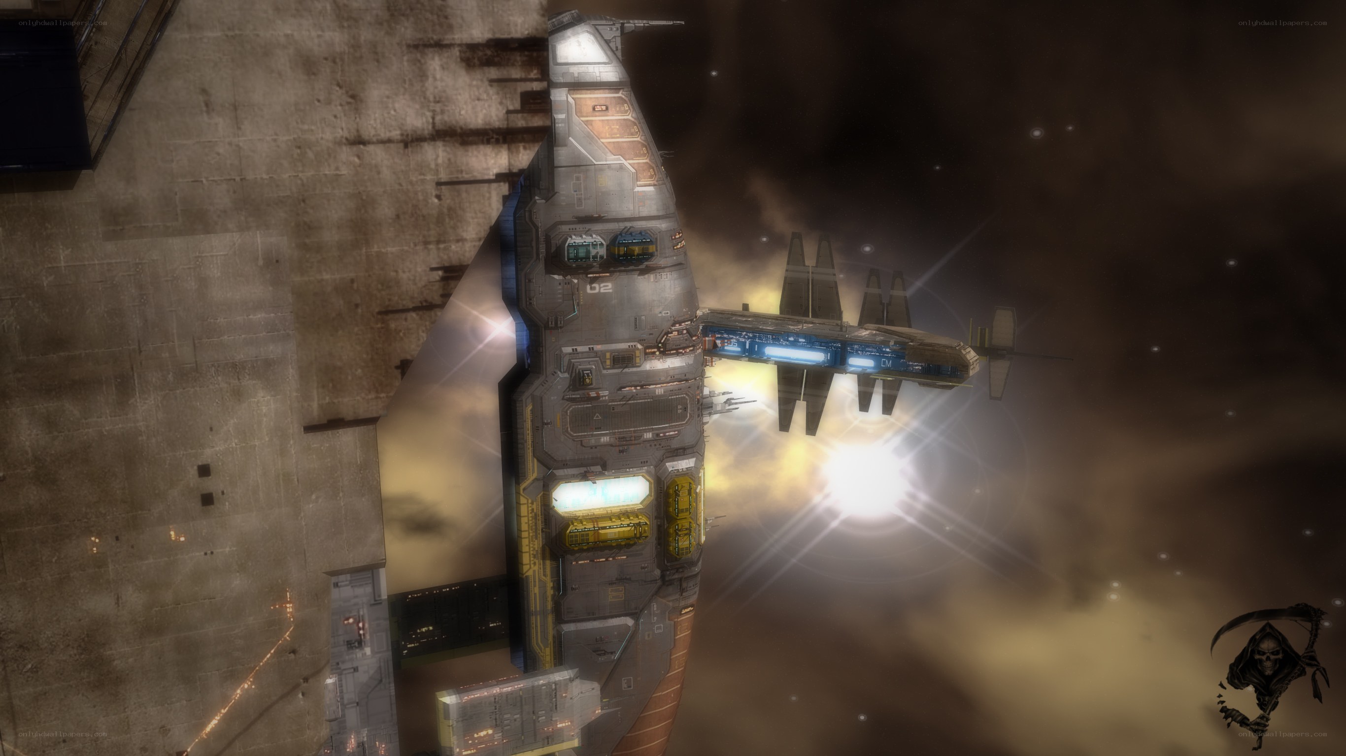 Spaceship docking at space station