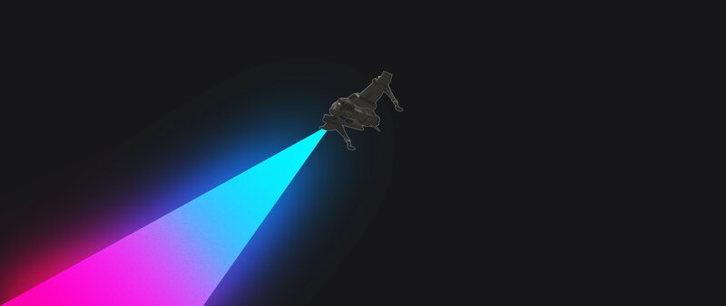 Spaceship Emitting Light Beam