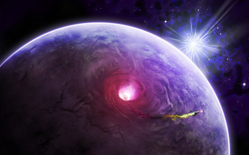 Spaceship Entering Planet