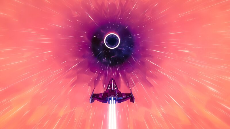Spaceship Entering Wormhole — Pink