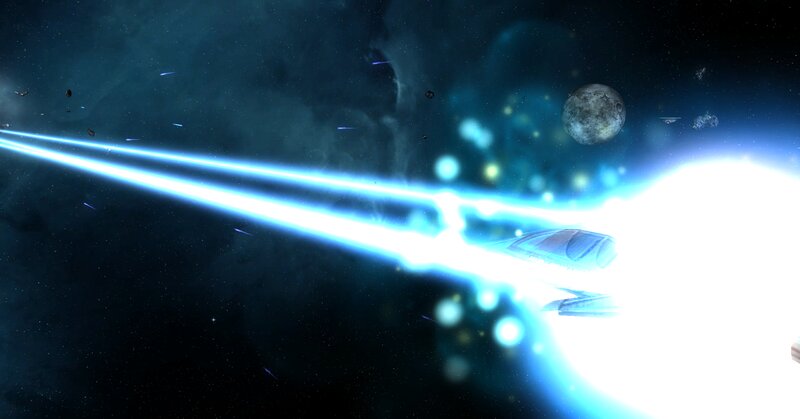 Spaceship Firing Lasers — Blue