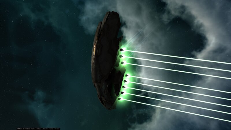 Spaceship Firing Lasers — Green