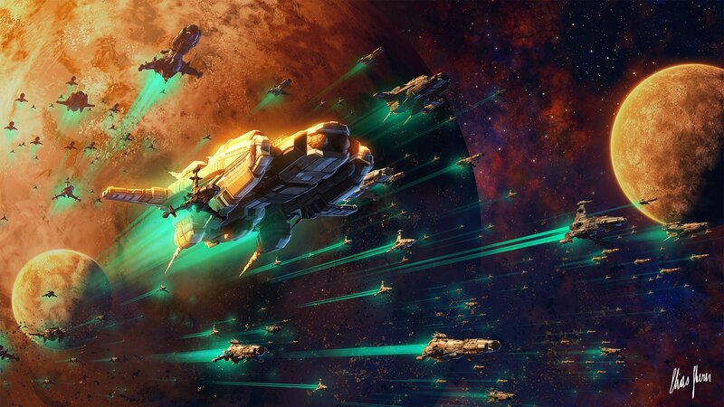 Spaceship Fleet in Battle