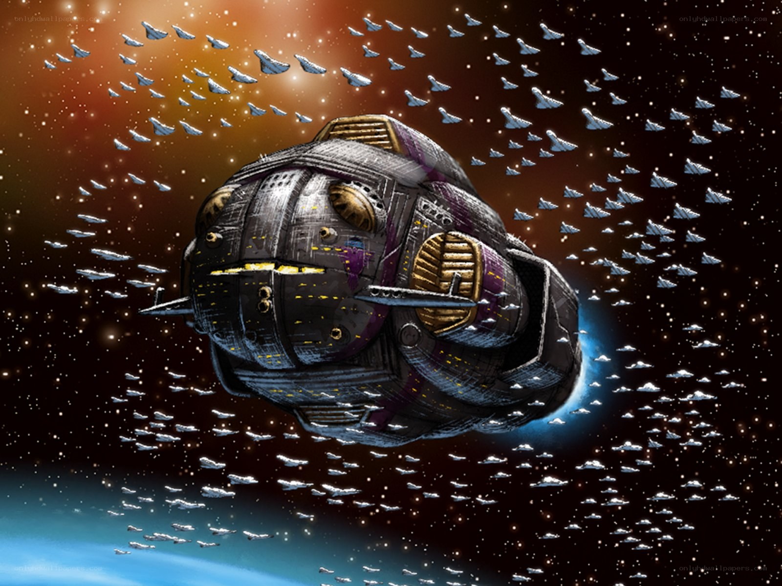 Spaceship fleet in space