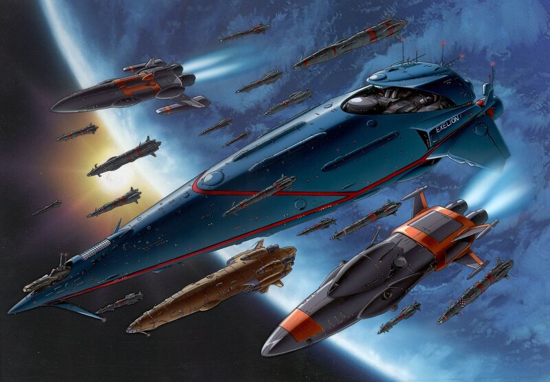 Spaceship fleet in space