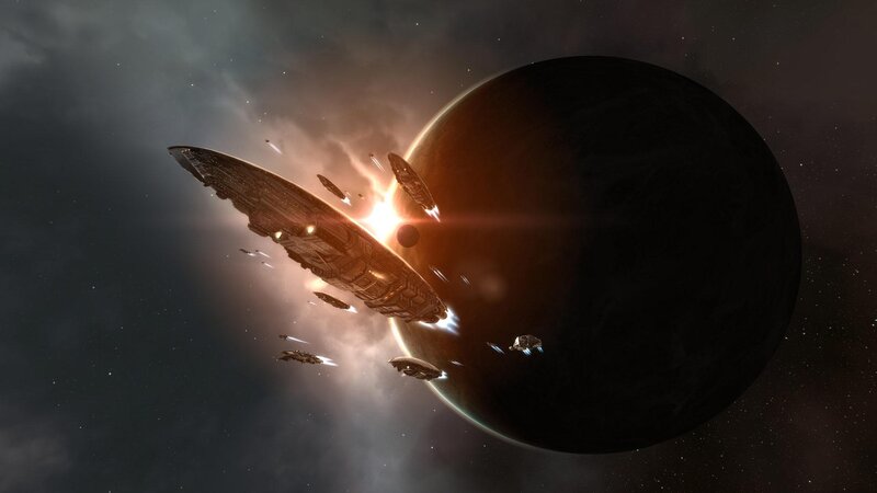 Spaceship fleet in space battle