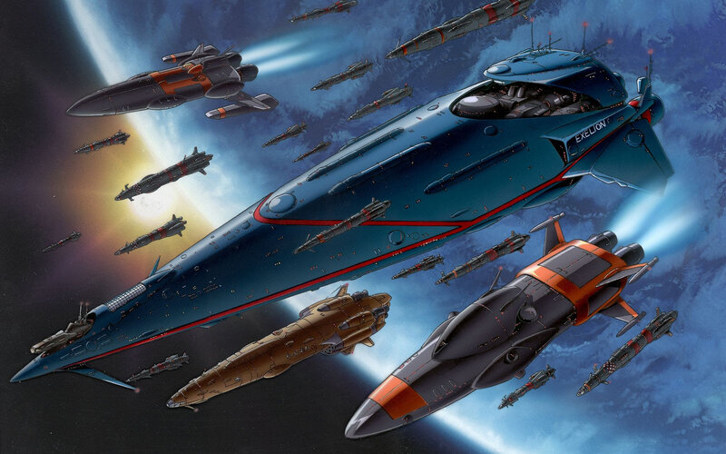 Spaceship fleet in space