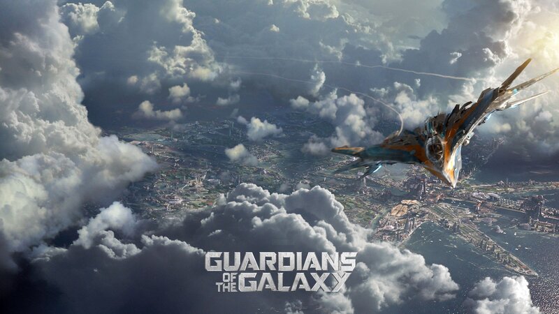 Spaceship Flying over City — Gray