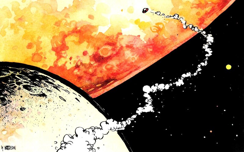 Spaceship Flying Past Planets — Black