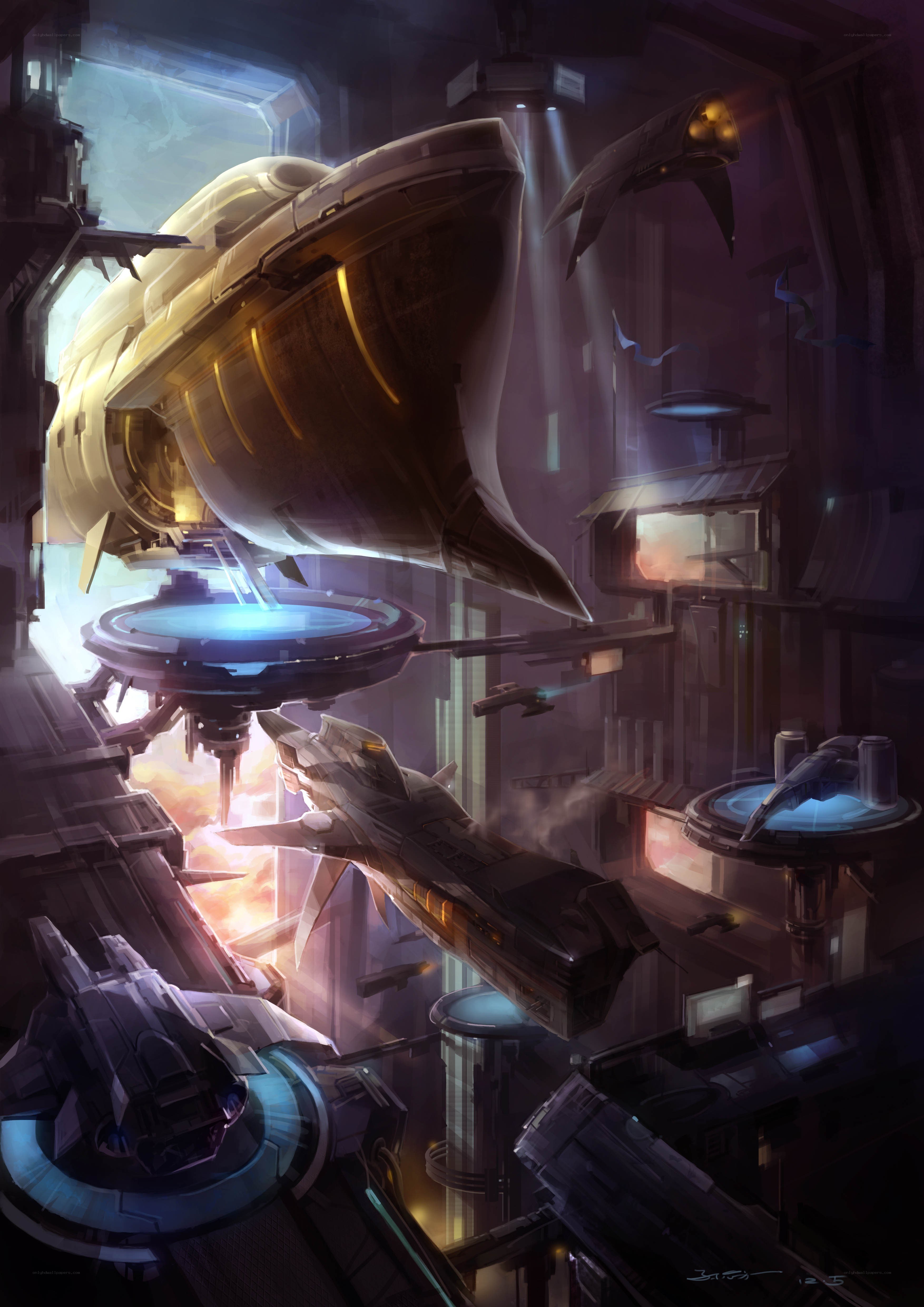 Spaceship hangar interior