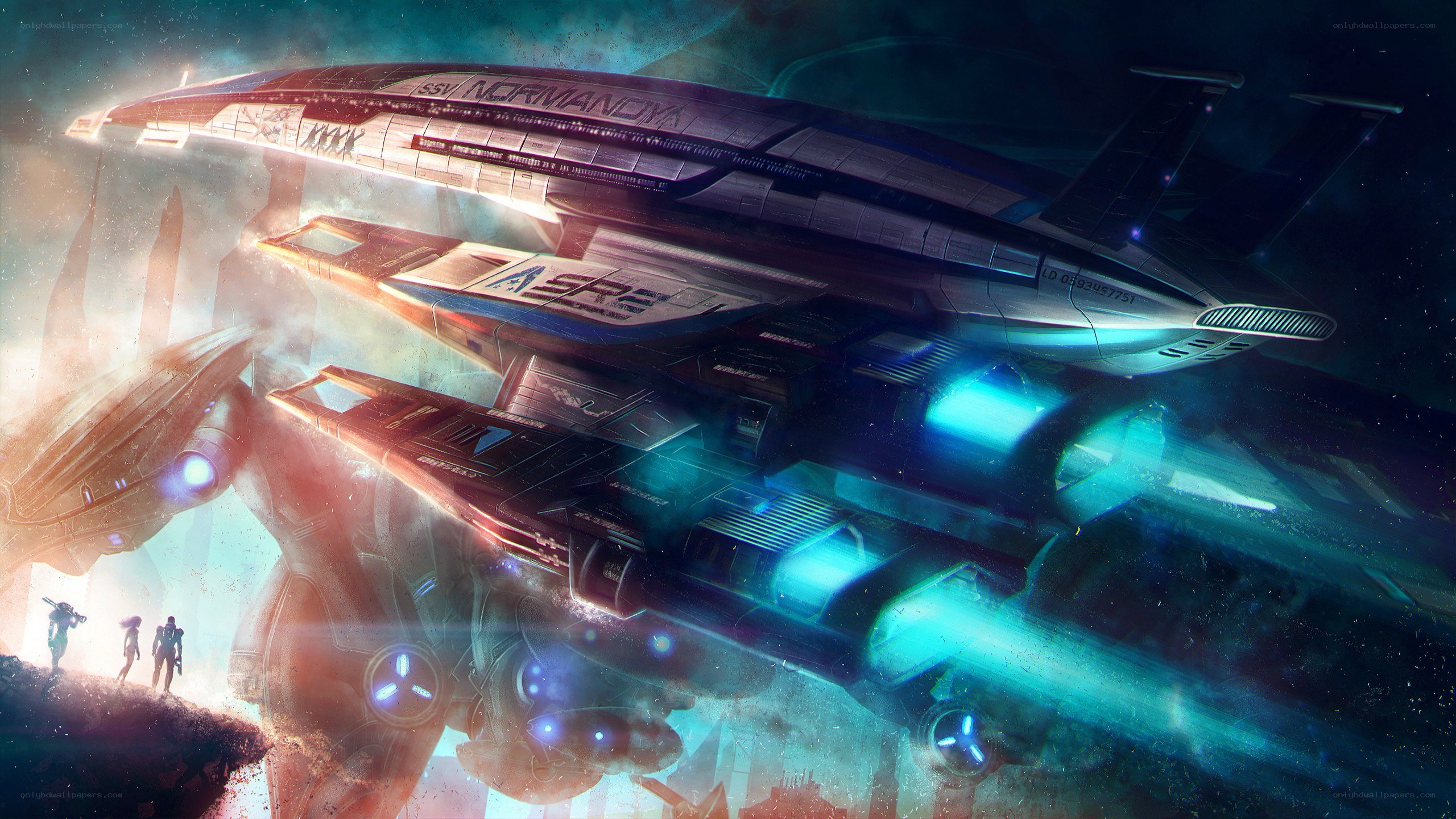 Spaceship in a sci-fi battle