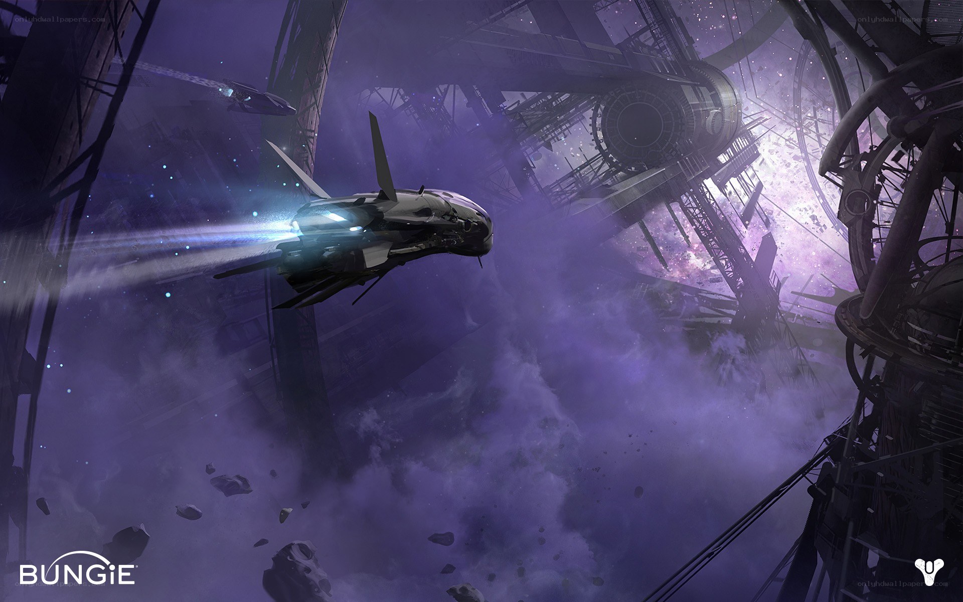 Spaceship in a space station