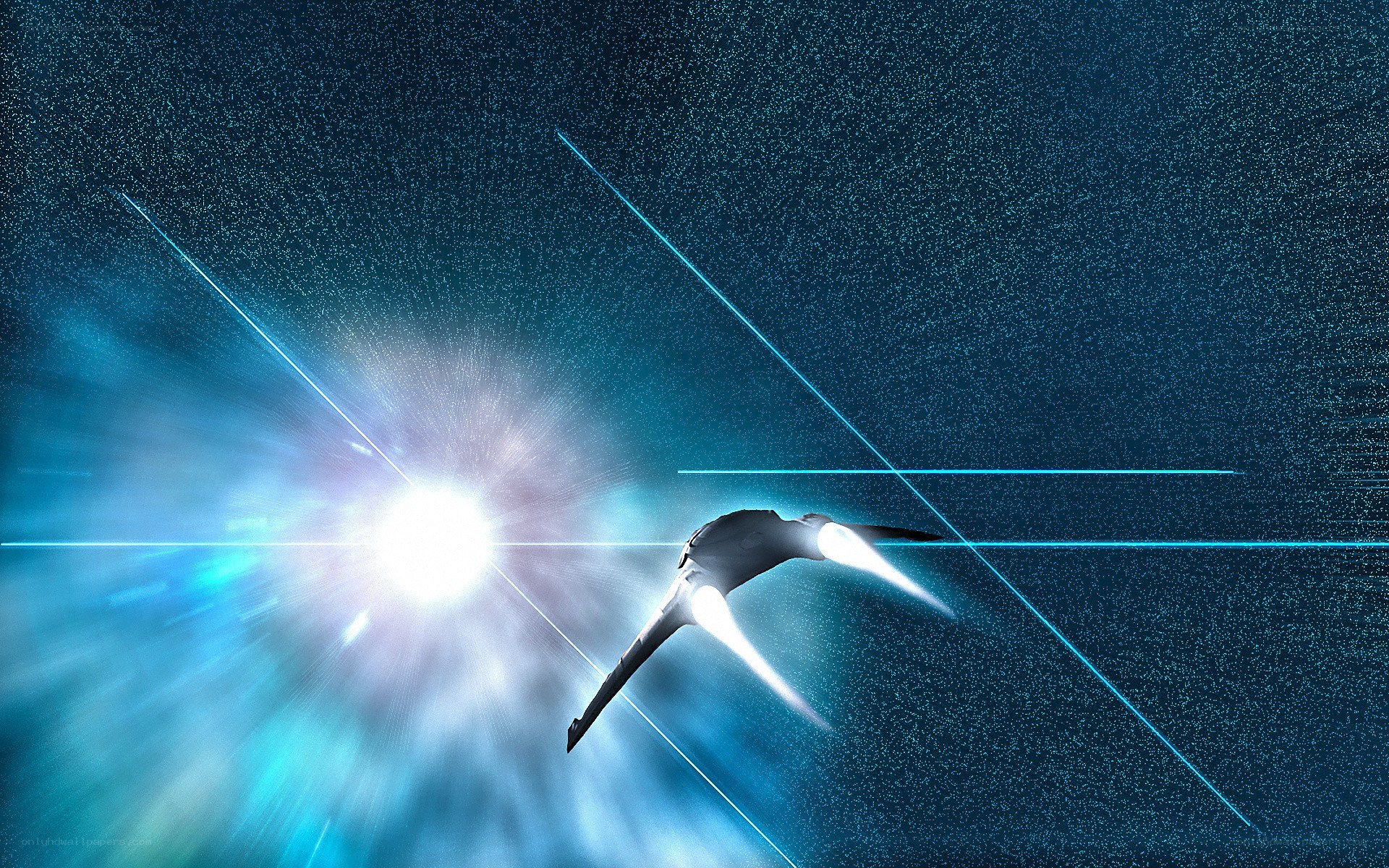 spaceship in a starfield