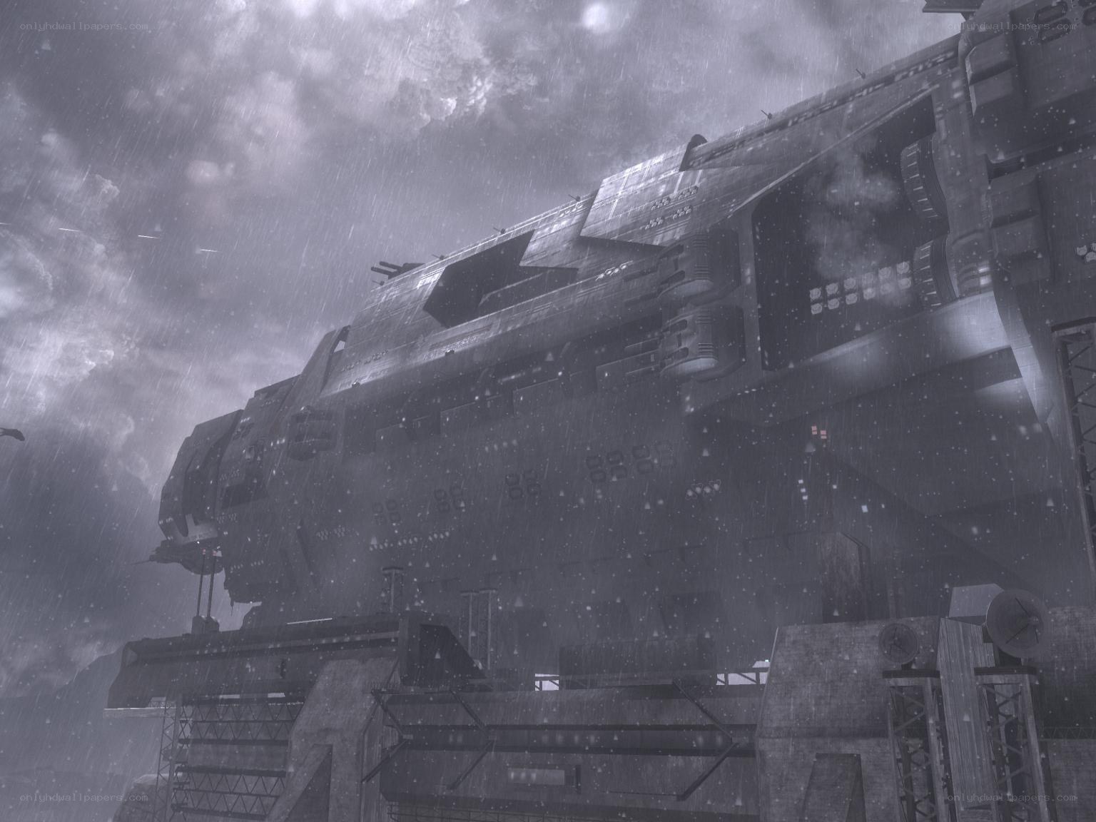 Spaceship in a storm