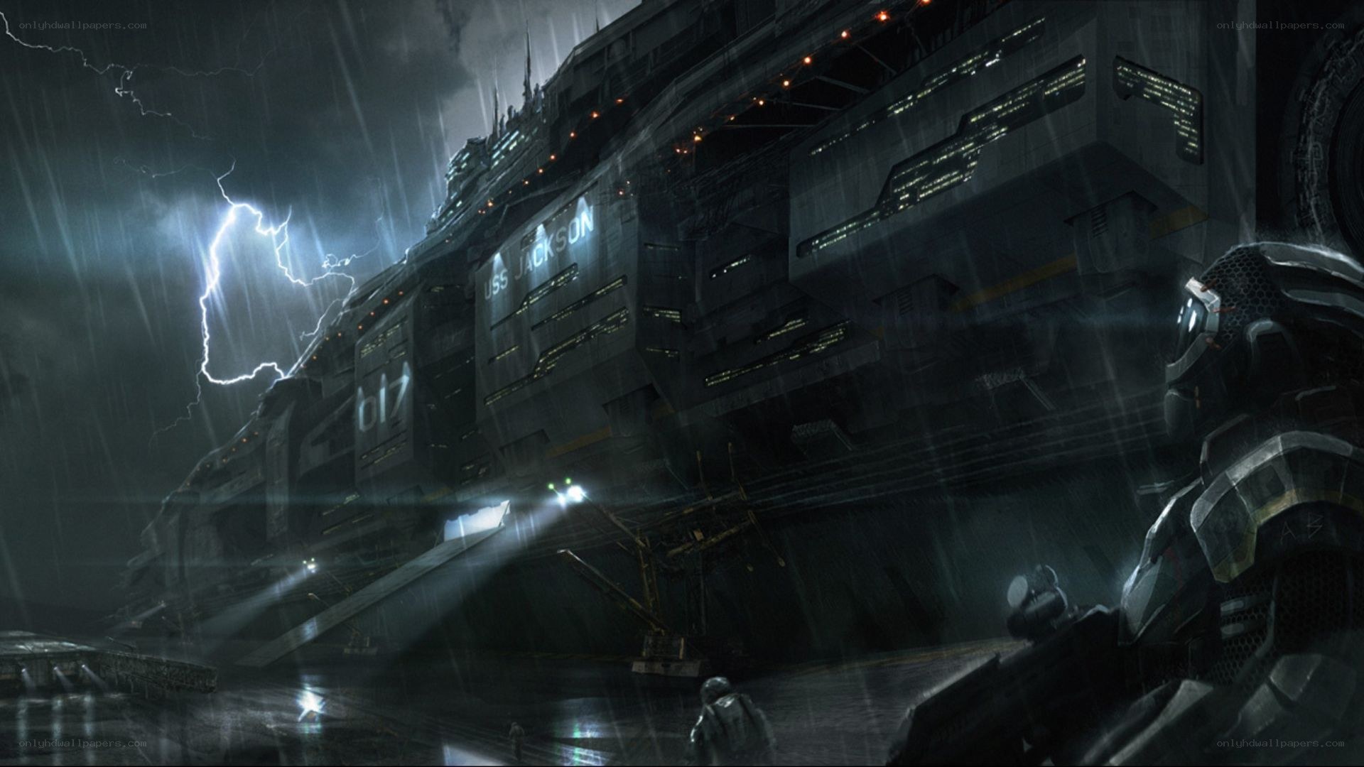 Spaceship in a storm