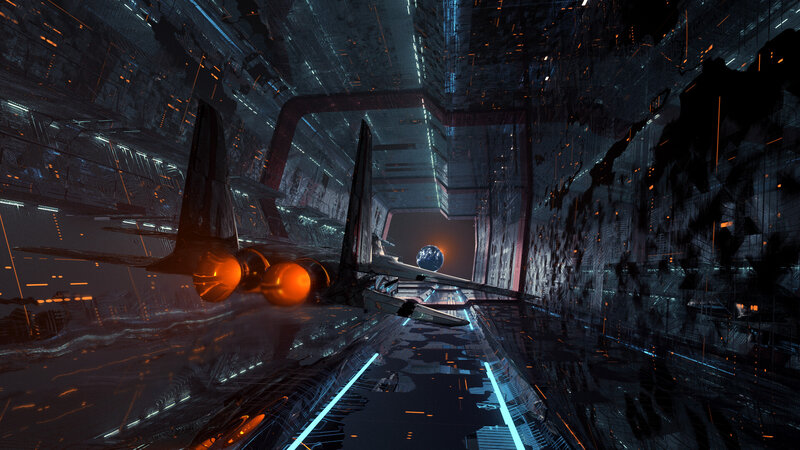 Spaceship in a Tunnel — Blue